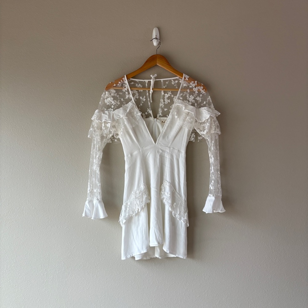 For Love & Lemons Rosebud Embroidery Mini Dress